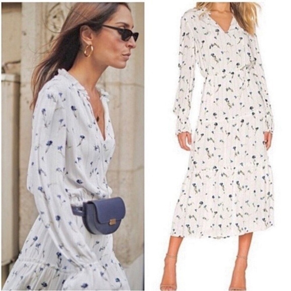 Joie White Floral Midi Dress
